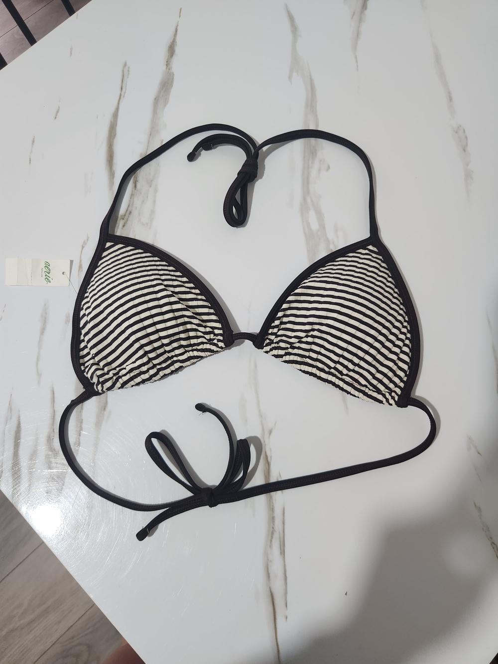 Aerie Ribbed String Triangle Bikini Top - Picture 3 of 5